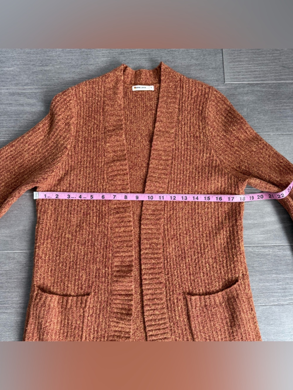 Marine Layer Ontario Cardigan Rust Orange S Cozy Open Front Cotton Blend Sweater - Picture 14 of 15